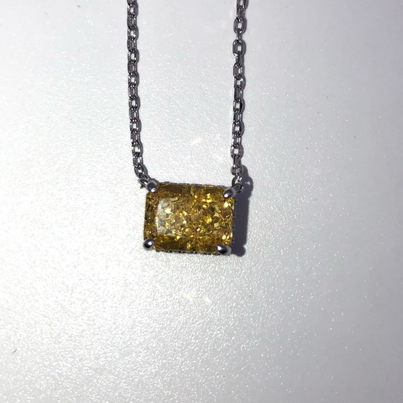 1.15ct Radiant Cut Canary Necklace - Picture 6 of 10